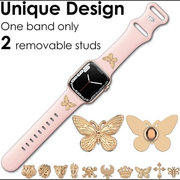 Only Band Silicone Sport Band Butterfly Charm for iwatch Series SE/7/6/5/4/3/2/1 - Picture 5 of 8